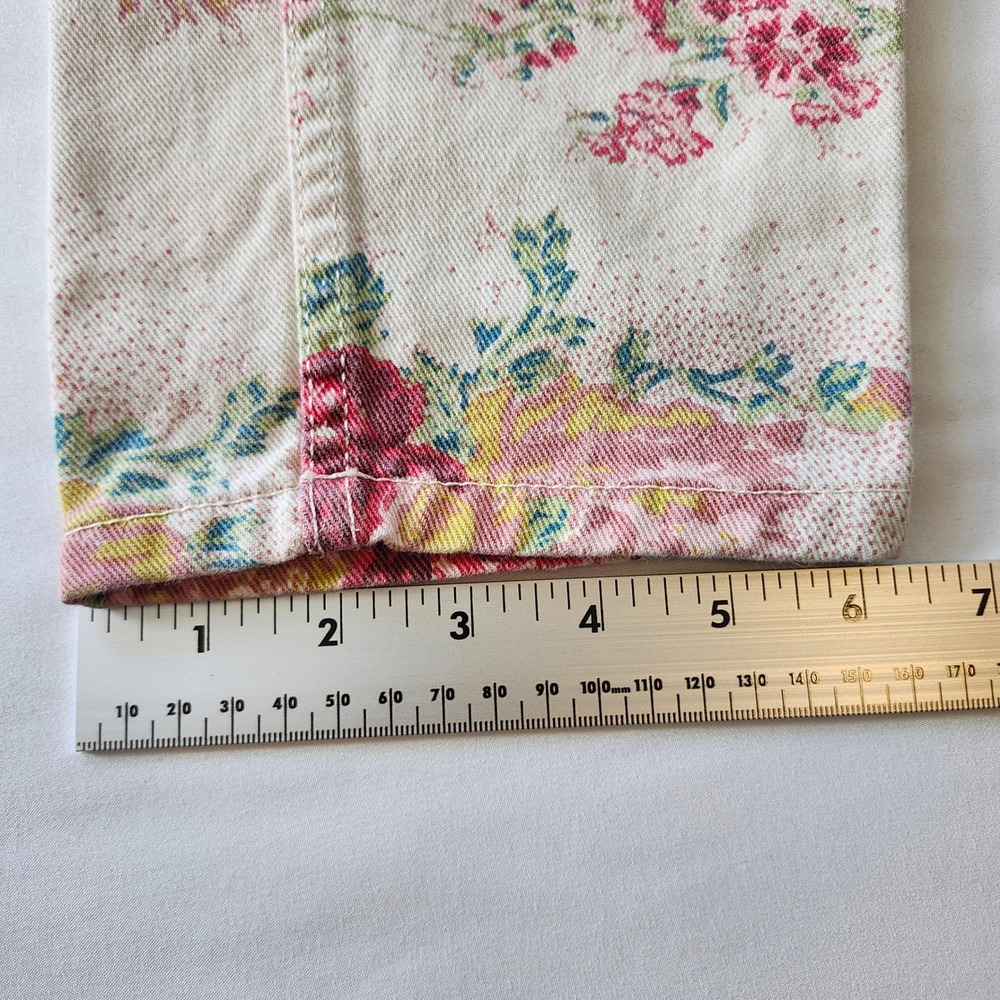 BDG Urban Outfitters Floral Mom Jeans Cream Pink Rose High Rise Taper sz 28 - Picture 7 of 8